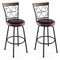 2 Pieces 24-Inch Adjustable PU Cushioned Swivel Barstools with 4 Additional Leg Tubes